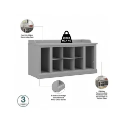 Storage Cabinets*Bush Furniture Woodland 40W Shoe Storage Bench with Shelves and Wall Mounted Coat Rack, Cape Cod Gray (WDL004CG)