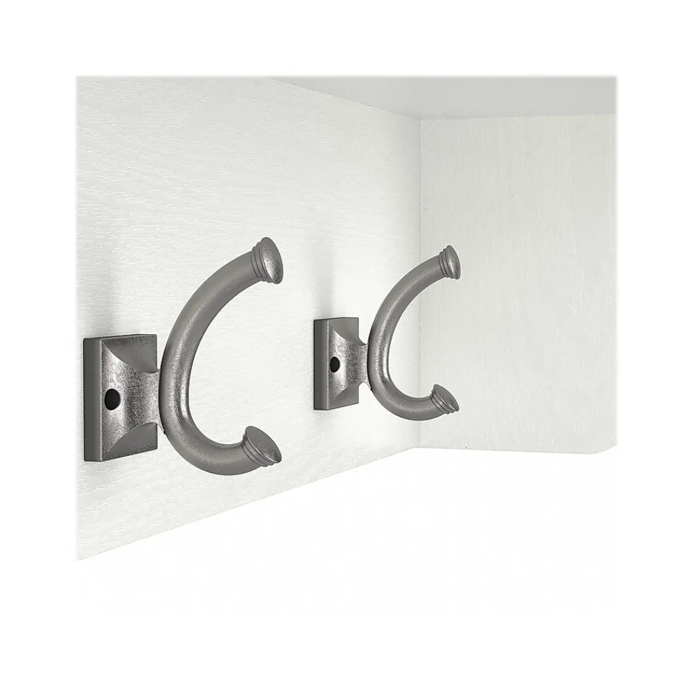 Storage Cabinets*Bush Furniture Woodland 40W Shoe Storage Bench with Shelves and Wall Mounted Coat Rack, White Ash (WDL004WAS)