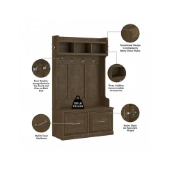 Storage Cabinets*Bush Furniture Woodland 40W Hall Tree and Shoe Storage Bench with Doors, Ash Brown (WDL001ABR)