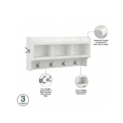 Storage Cabinets*Bush Furniture Woodland 40W Entryway Bench with Doors and Wall Mounted Coat Rack, White Ash (WDL009WAS)