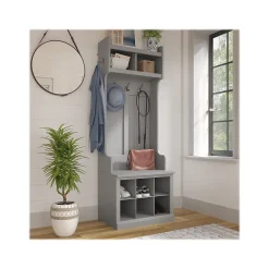 Storage Cabinets*Bush Furniture Woodland 24W Hall Tree and Small Shoe Bench with Shelves, Cape Cod Gray (WDL008CG)