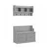 Storage Cabinets*Bush Furniture Woodland 40W Entryway Bench with Doors and Wall Mounted Coat Rack, Cape Cod Gray (WDL009CG)