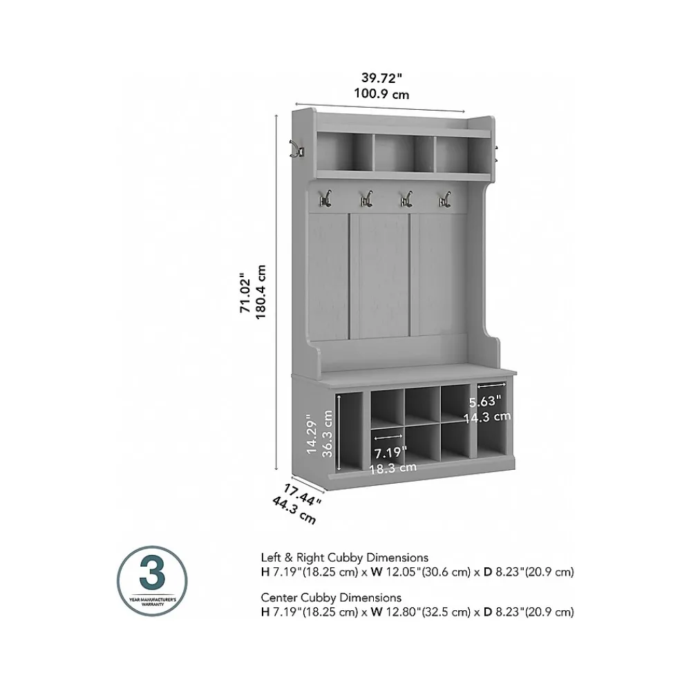 Storage Cabinets*Bush Furniture Woodland 40W Hall Tree and Shoe Storage Bench with Shelves, Cape Cod Gray (WDL002CG)
