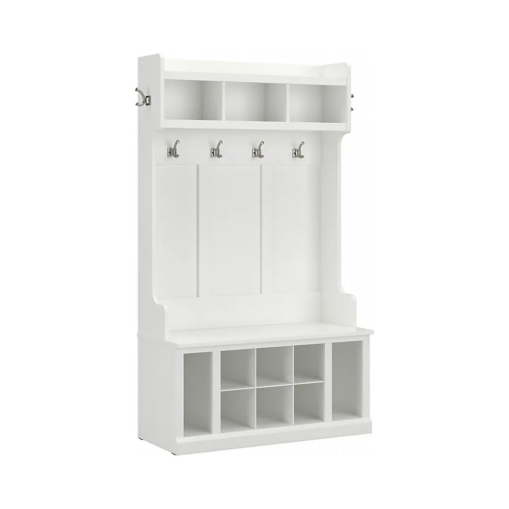Storage Cabinets*Bush Furniture Woodland 40W Hall Tree and Shoe Storage Bench with Shelves, White Ash (WDL002WAS)