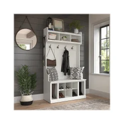 Storage Cabinets*Bush Furniture Woodland 40W Hall Tree and Shoe Storage Bench with Shelves, White Ash (WDL002WAS)