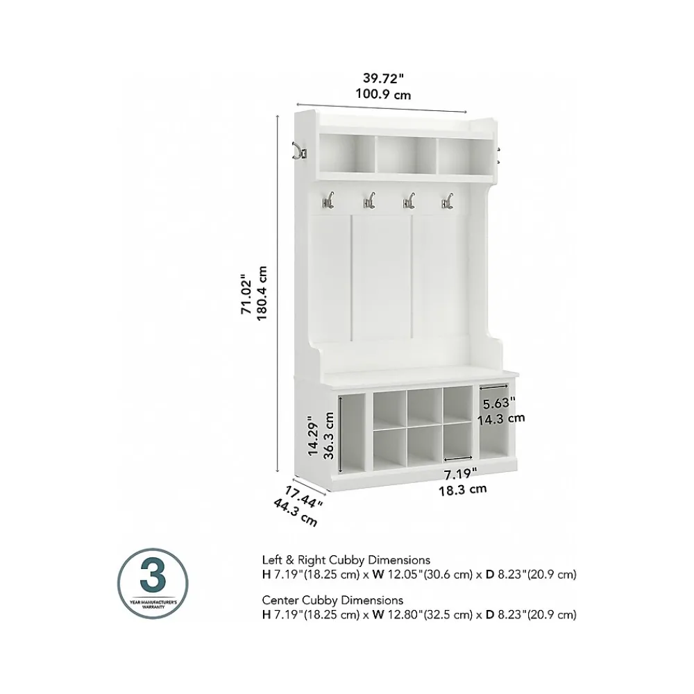 Storage Cabinets*Bush Furniture Woodland 40W Hall Tree and Shoe Storage Bench with Shelves, White Ash (WDL002WAS)