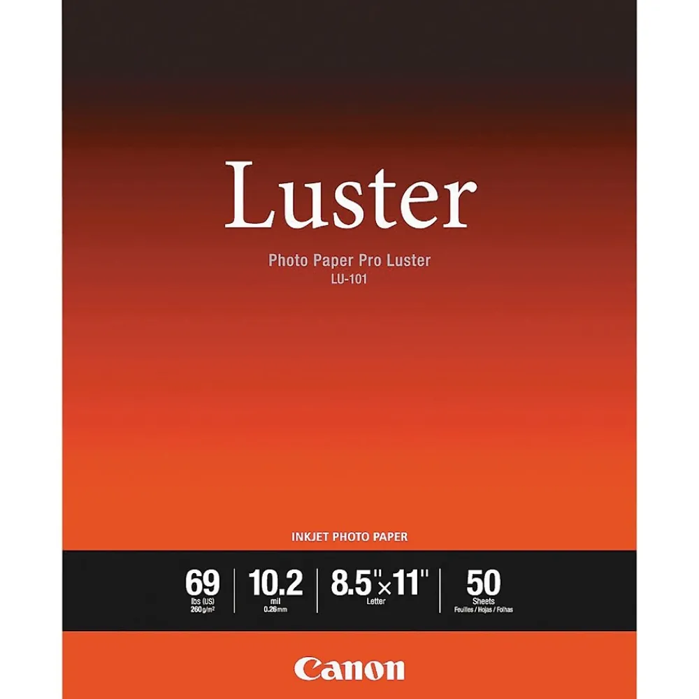 Photo Paper*Canon LU-101 Luster Photo Paper, 8.5" x 11", 50 Sheets/Pack (CNM6211B004)
