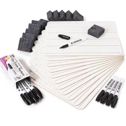 Dry Erase*CLN Charles Leonard Lap Board Class Pack, 1-Sided Lined Boards, Dry Erase Markers, Erasers (CHL35025)