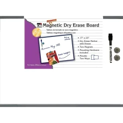 Dry Erase*CLI Charles Leonard Magnetic Dry Erase Whiteboard, Gray Tin Frame, 17" x 23" (CHL35375)