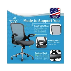 Office Chairs*Click365 Ergonomic Fabric/Mesh Swivel Task Chair, (CCHR10003B) Gray