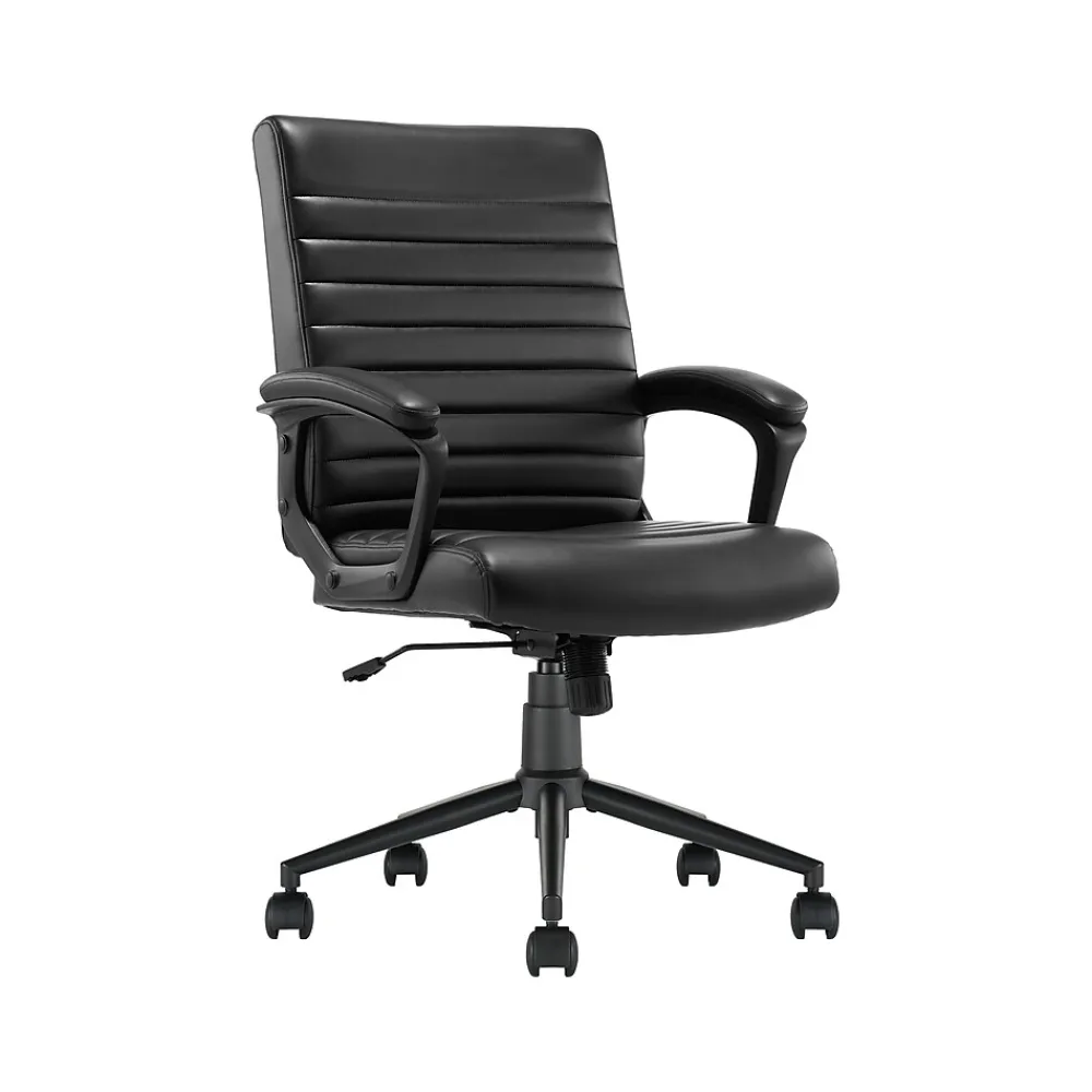 Office Chairs*Click365 Transform 3.0 Ergonomic Bonded Leather Swivel Desk Chair, (CCHR10008B) Black