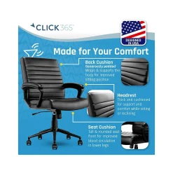 Office Chairs*Click365 Transform 3.0 Ergonomic Bonded Leather Swivel Desk Chair, (CCHR10008B) Black