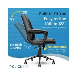 Office Chairs*Click365 Transform 3.0 Ergonomic Bonded Leather Swivel Desk Chair, (CCHR10008B) Black
