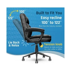 Ergonomic Chairs*Click365 Transform 2.0 Ergonomic Bonded Leather Swivel Desk Chair, (CCHR10007B) Black