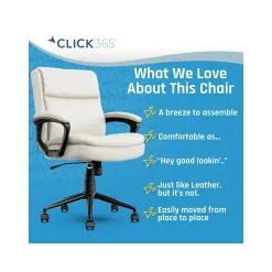 Ergonomic Chairs*Click365 Transform 2.0 Ergonomic Bonded Leather Swivel Desk Chair, (CCHR10007C) White