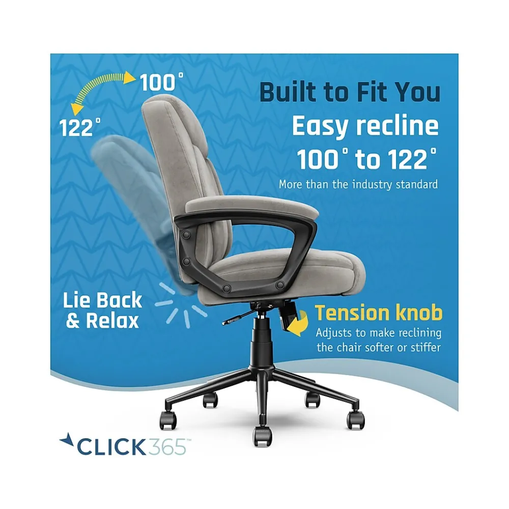 Ergonomic Chairs*Click365 Transform 1.0 Ergonomic Fabric Swivel Desk Chair, (CCHR10001C) Gray