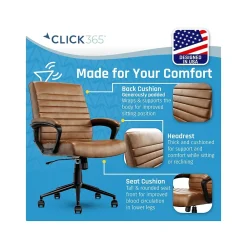 Ergonomic Chairs*Click365 Transform 3.0 Ergonomic Bonded Leather Swivel Desk Chair, (CCHR10008A) Cognac