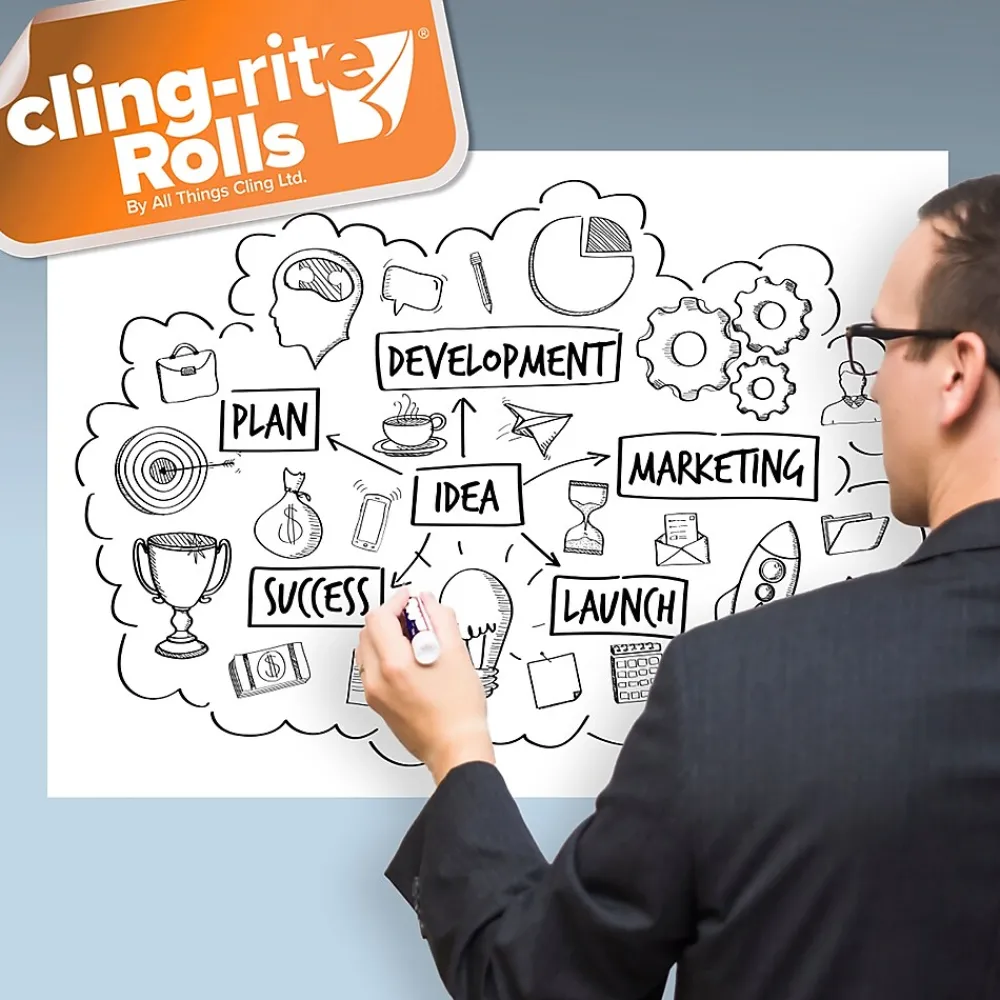 Dry Erase*All Things Cling Cling-rite Removable Dry Erase Sheets Roll, 100' Roll, White (CGS1003CLINGRITE)