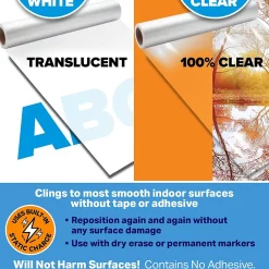 Dry Erase*All Things Cling Cling-rite Removable Dry Erase Sheets Roll, 100' Roll, White (CGS1003CLINGRITE)