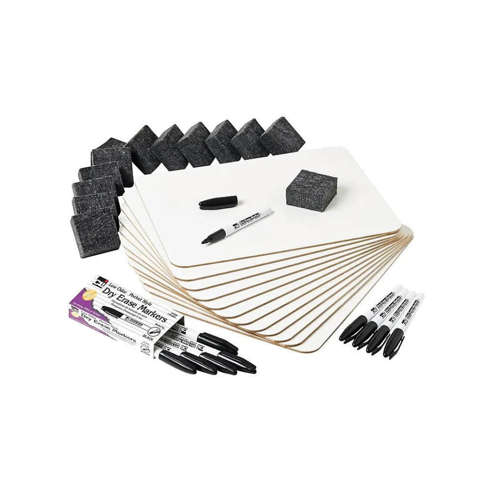 Dry Erase*CLN Class Pack Masonite Dry-Erase Whiteboards, 9" x 12", 12/Set (CHL35036)