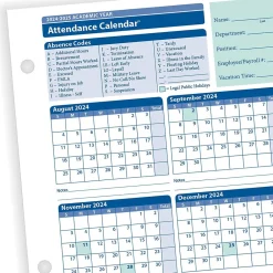 Hr Forms*ComplyRight 2024-2025 Academic Attendance Calendar, 50/Pack (A43005015)
