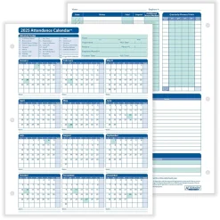 Hr Forms*ComplyRight 2025 Attendance Calendar Set, 100 Forms/Pack (A1411W16PK100)