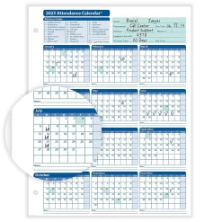 Hr Forms*ComplyRight 2025 Attendance Calendar Card, 50 Forms/Pack (A4000W50)