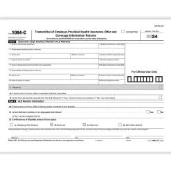 Tax Forms*ComplyRight 2024 1094-C Tax Form, 1-Part, White/Black, 50/Pack (1094CT50)