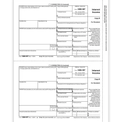 Tax Forms*ComplyRight 2024 1099-INT Tax Form, 1-Part, 2-Up, Copy B, 50/Pack (512150)