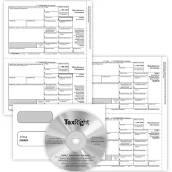 Tax Forms*ComplyRight 2024 1099-MISC Recipient Copy Only Tax Form, Envelopes and TaxRight Software, 3-Part, 2-Up, White, 50/Pack (6113ES)