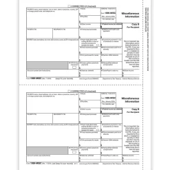 Tax Forms*ComplyRight 2024 1099-MISC Tax Form, 1-Part, 2-Up, Recipient Copy B, 50/Pack (511150)
