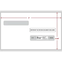 Tax Forms*ComplyRight Double Window Envelope, 5.63" x 9", White/Black, 100/Pack (91911)