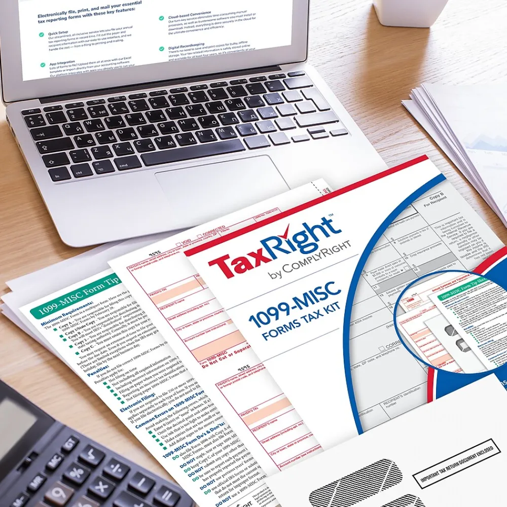 Tax Forms*ComplyRight TaxRight 2024 1099-MISC Tax Form Tax Form Set with Envelopes, 4-Part, 50/Pack (SC6103E)
