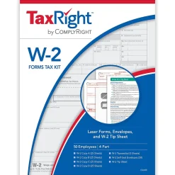 Tax Forms*ComplyRight TaxRight 2024 W-2 Tax Form Tax Form Set with Envelopes, 4-Part, 50/Pack (SC5645E)