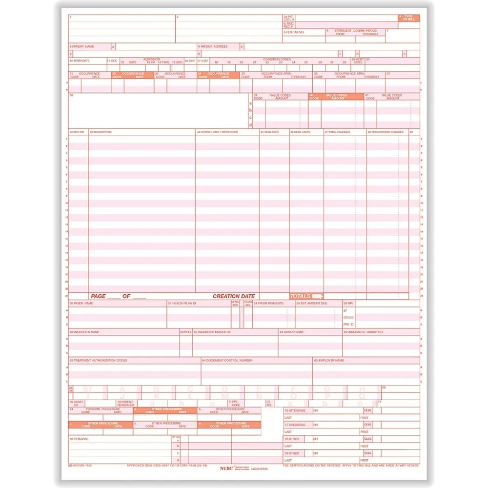 Medical Forms*ComplyRight UB-04 Hospital Claim Form, 500 Forms/Pack (UB04LC5)