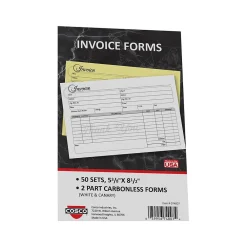 Business Forms*Cosco Artistic 2-Part Carbonless Invoices, 5.4" x 8.5", 50 Sets/Book (074007)