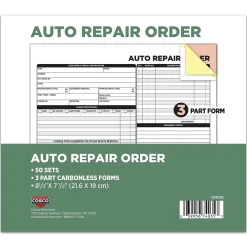 Business Forms*Cosco 3-Part Carbonless Auto Repair Order, 8.5" x 7.5", 50 Sets/Book (074035PK2)