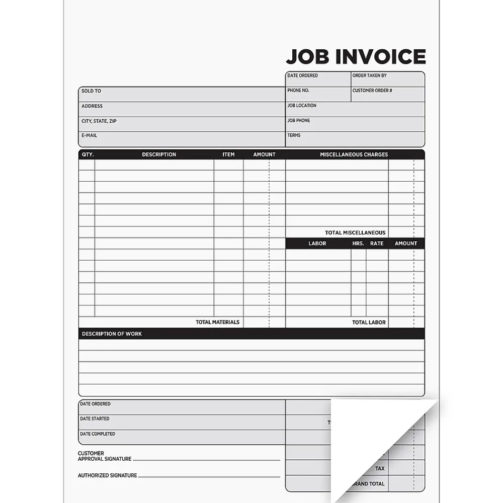 Business Forms*Cosco 2-Part Carbonless Job Invoice, 8.5" x 11.5", 100 Sets/Book (074036PK5)