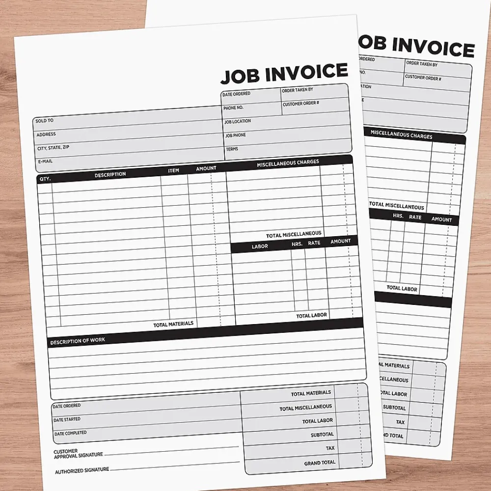 Business Forms*Cosco 2-Part Carbonless Job Invoice, 8.5" x 11.5", 100 Sets/Book (074036PK5)