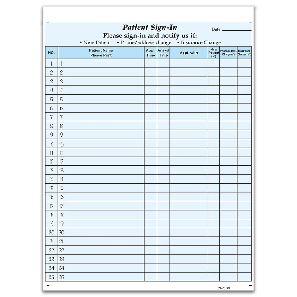Medical Forms*Cosco Patient Confidential Sign-In Forms, 3-Part, 125 Forms/Pack (074039)