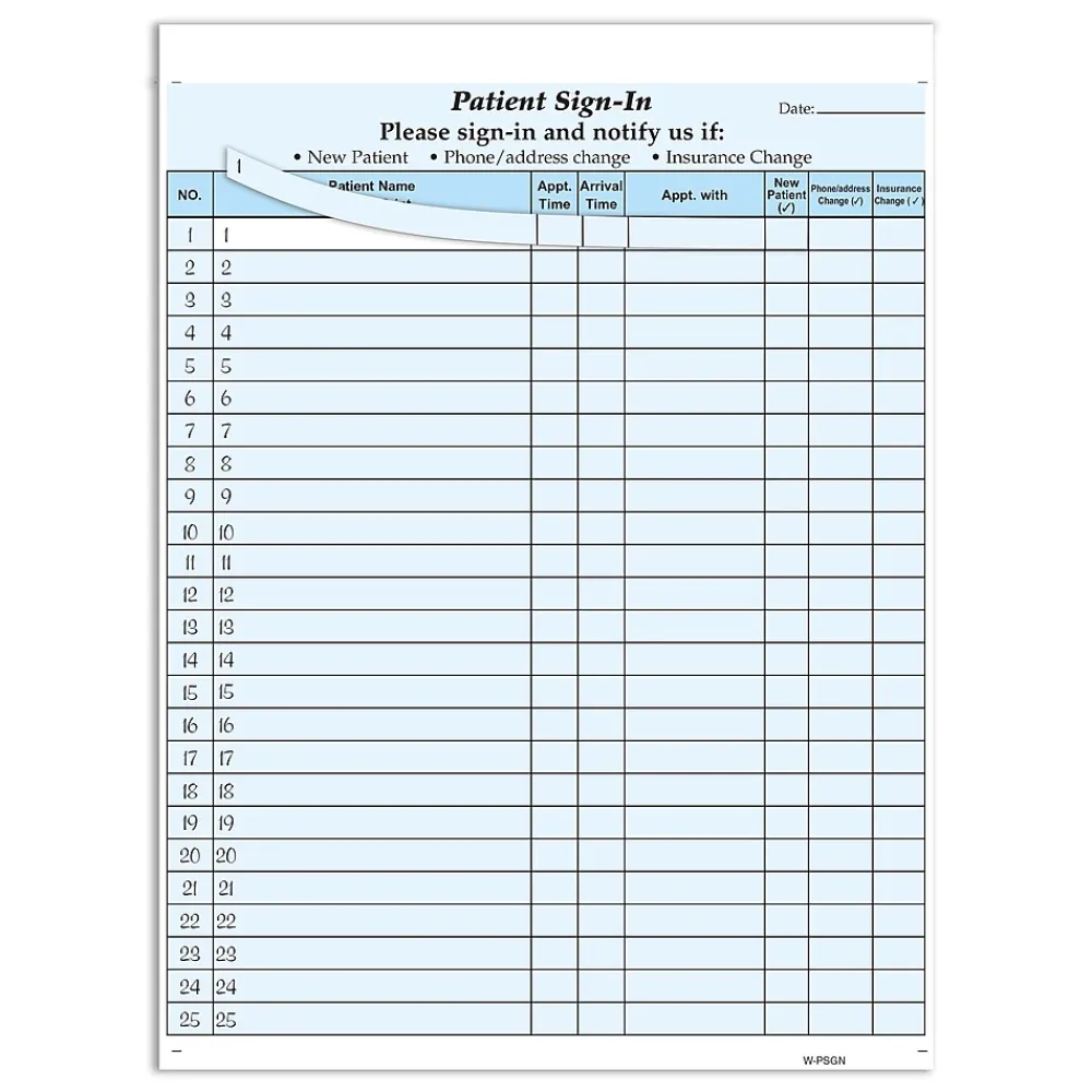 Medical Forms*Cosco Patient Confidential Sign-In Forms, 3-Part, 125 Forms/Pack (074039)