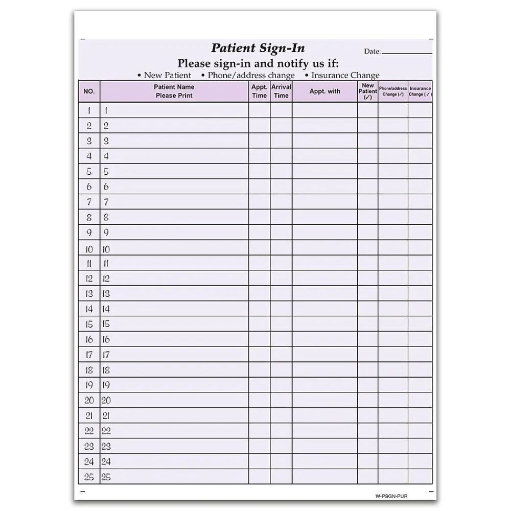 Medical Forms*Cosco Patient Confidential Sign-In Forms, 3-Part, 125 Forms/Pack (074043)