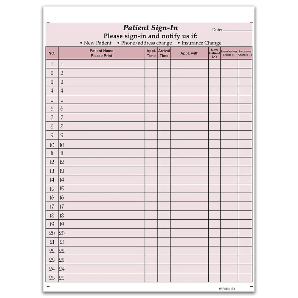 Medical Forms*Cosco Patient Confidential Sign-In Forms, 3-Part, 125 Forms/Pack (074041)