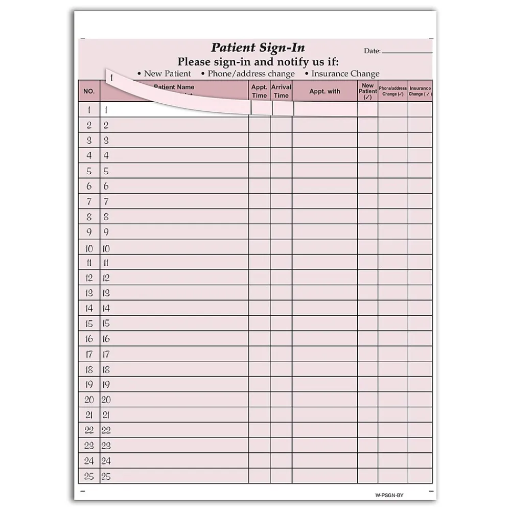 Medical Forms*Cosco Patient Confidential Sign-In Forms, 3-Part, 125 Forms/Pack (074041)