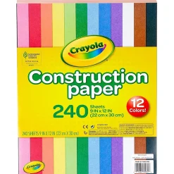 Construction Paper*Crayola 12 Colors! Construction Paper, 12" x 9", Assorted Colors, 240/Carton (993200)