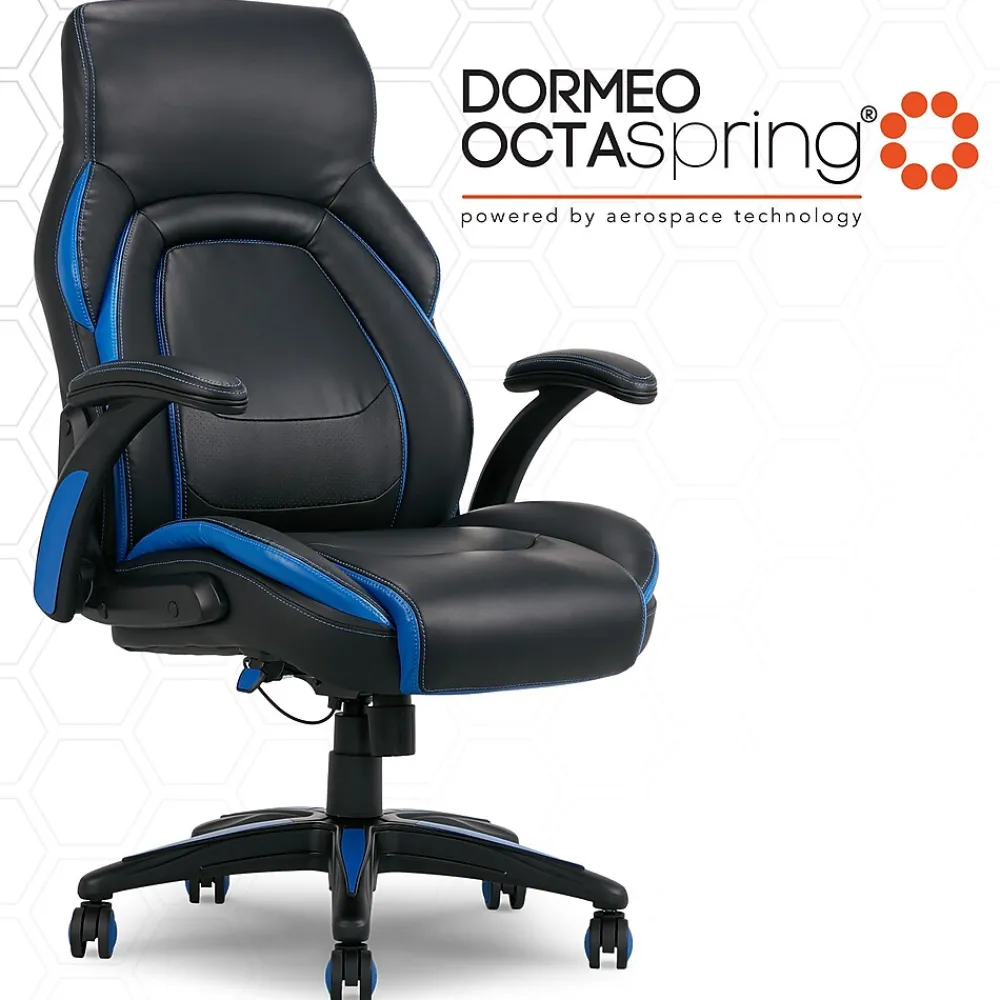 Ergonomic Chairs*Dormeo Ergonomic Faux Leather Swivel Manager's Chair, Blue (60030-BLU) Navy Blue