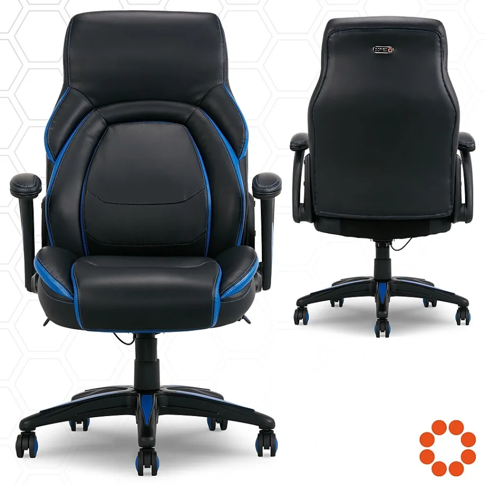 Ergonomic Chairs*Dormeo Ergonomic Faux Leather Swivel Manager's Chair, Blue (60030-BLU) Navy Blue