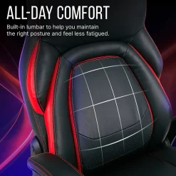 Ergonomic Chairs*Dormeo Vantage Ergonomic Bonded Leather Swivel Manager Chair, (60030-RED) Black/Red