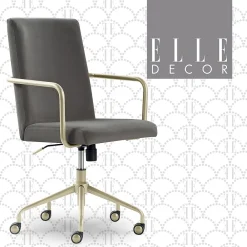 Office Chairs*Elle Decor Giselle Fabric Computer and Desk Chair, Light Gray/Gold (CHR10058B)