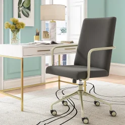 Office Chairs*Elle Decor Giselle Fabric Computer and Desk Chair, Light Gray/Gold (CHR10058B)